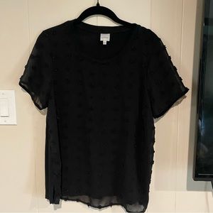 Black Tuffed Polka Dot Blouse